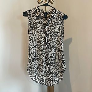 Silky Animal Print H&M Sleeveless Collared Top